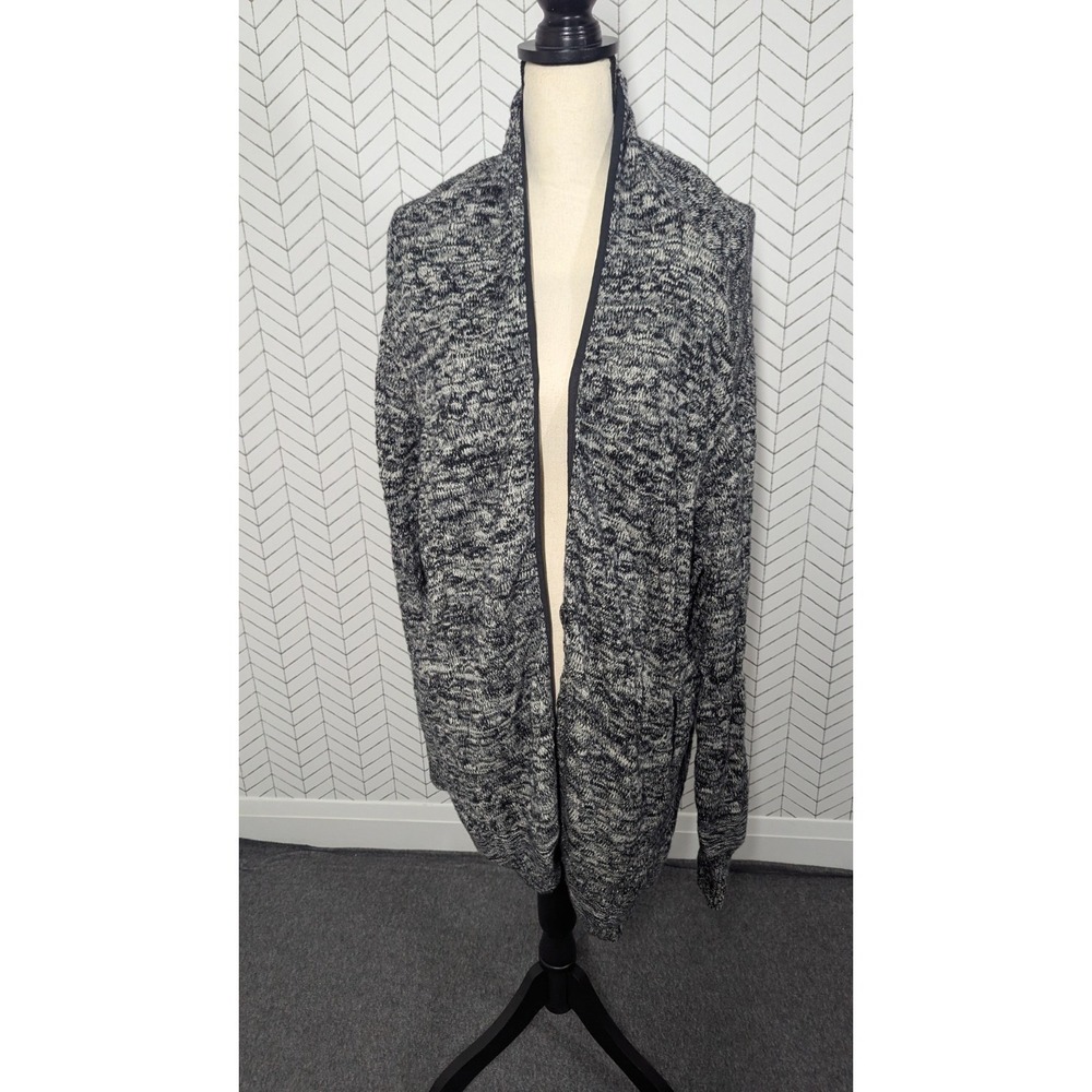Lululemon Cardigan Women M/L Black‎ Gray Merino Lagenlook Athleisure Academia
